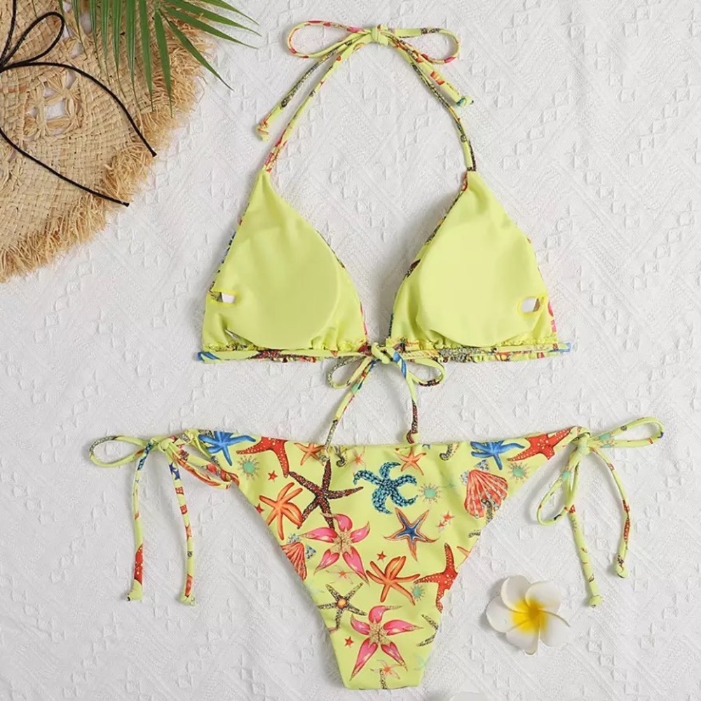 White Lotus Bali Lime DaphneTriangle Bikini, Swimwear, 2 Piece Version - Picture 2 of 8